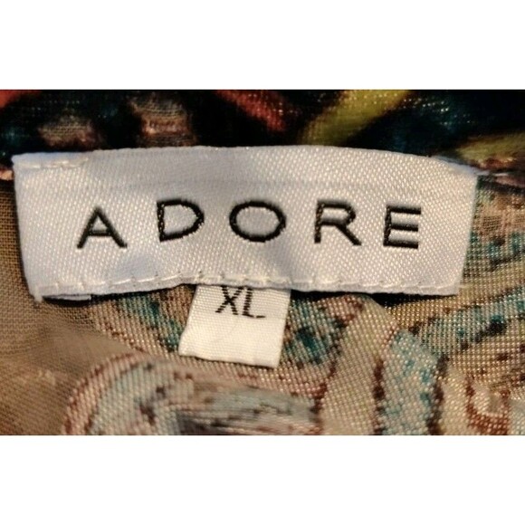 Adore Blouse Size XL Button Long Sleeve Sheer Floral Rayon Velvet - Picture 2 of 11